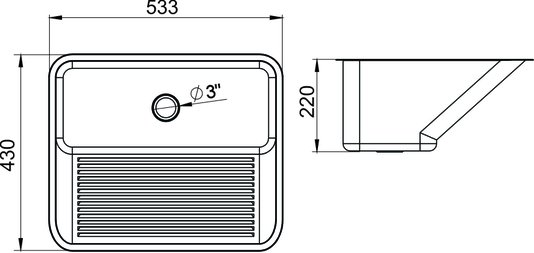 Tanque DeBacco Monobloco para Embutir/Sobrepor - 30 Lts Polido - 10.04.20405 (533 x 430mm)