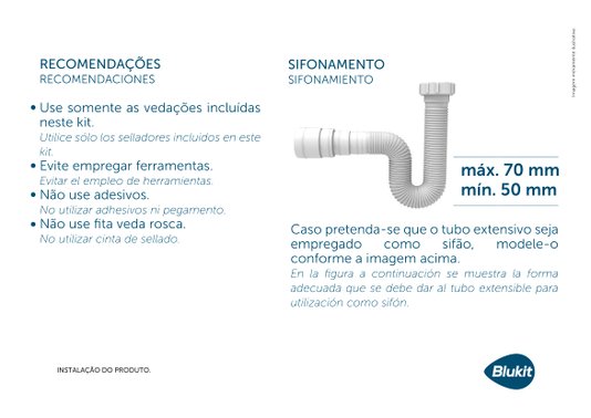 Sifão Tubo Extensivo Rosca x Rosca PVC Branco - 30121 BLUKIT