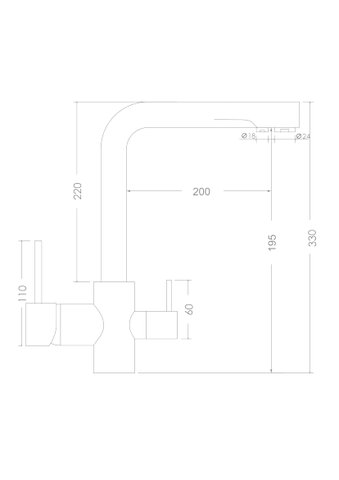Monocomando Cozinha com saida para água filtrada 3150 Gourmet Rubinettos