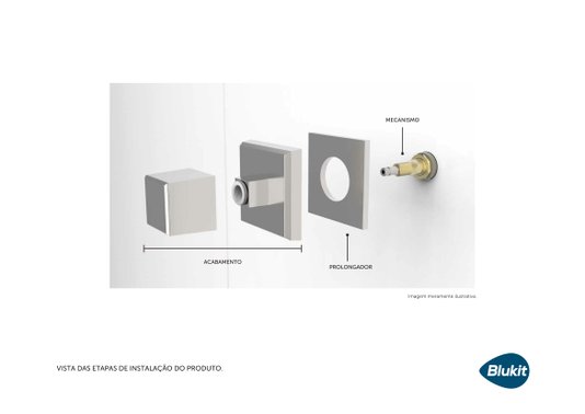 Prolongador de Canopla Quadrado em Latão Cromado (7,5x7,5x1,0)cm com Furo interno 4,0cm - BLUKIT