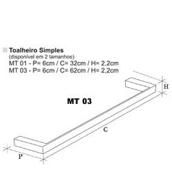 Toalheiro de Parede 60cm Cromado Metric MT 003 CONY