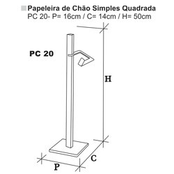 Papeleira de Chão Cromada Quadrada