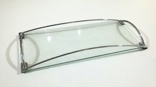 Bandeja Retangular em Latão Cromado e Base Vidro12x28