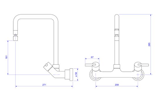 Misturador de parede 1258.C73 para cozinha AXIS cromado DECA