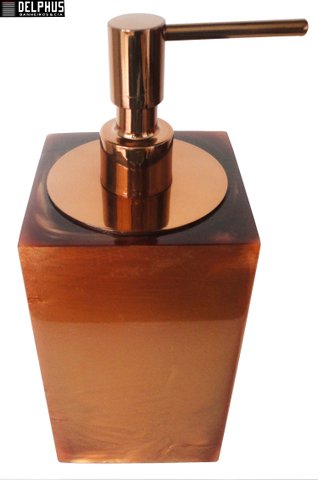 Saboneteira Liquida de Mesa (14,0x8,0x8,0)cm em Poliester Bronze com Dosador Red Gold