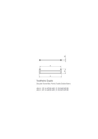 Toalheiro Duplo 60cm Cromado Solution Crismoe