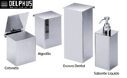 Porta Escova Dental Quadrado com Swarosvski Cromado