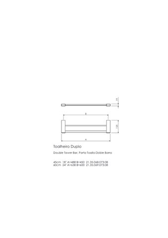 Toalheiro Duplo 45cm Cromado Omega Crismoe