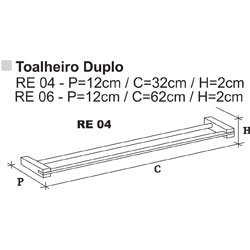 Toalheiro Duplo 30cm Reflexo Cromado RE54 Cony
