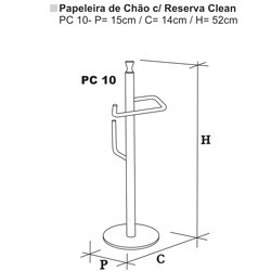 Papeleira de Chão com Reserva Clean Cromado
