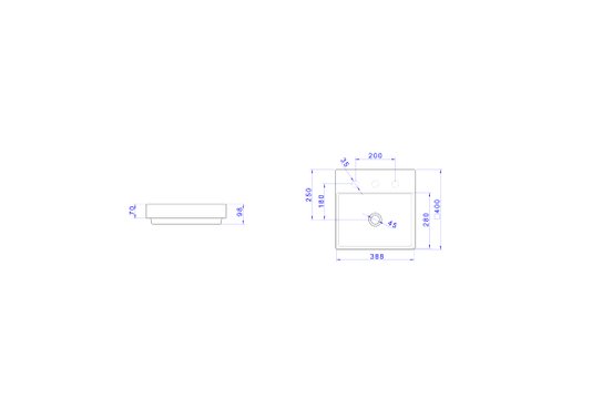 Cuba Deca L.129.94 de Sobrepor Quadrada com Mesa 40cm Ebano Fosco