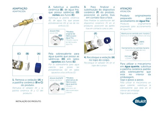 Reparo MVC 1/4 de Volta para Registro de Pressão Docol de1/2" e 3/4" - 351609 BLUKIT