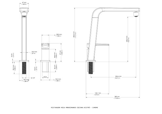 Misturador Monocomando Docol para Cozinha BISTRO cromado -  655106