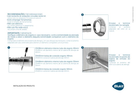 Sifão Universal para Lavatorio Metalizado com Copo  Excentrico - 031704 BLUKIT