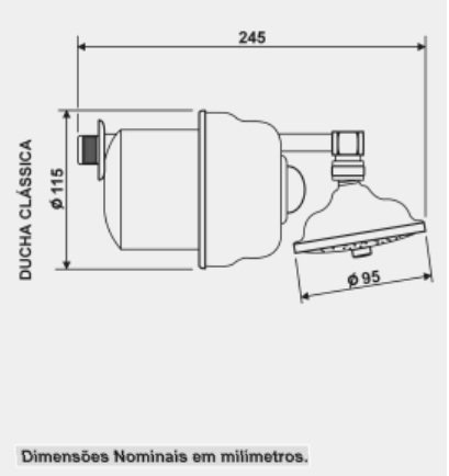 Ducha CLASSICA sem Desviador 4 Temperaturas Cromada CARDAL