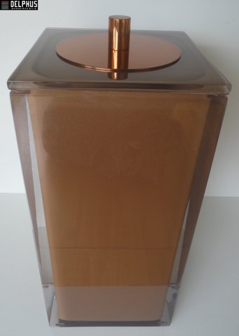 Lixeira Marrom Cristal / Tampa Red Gold 15x15x32 5,5 litros