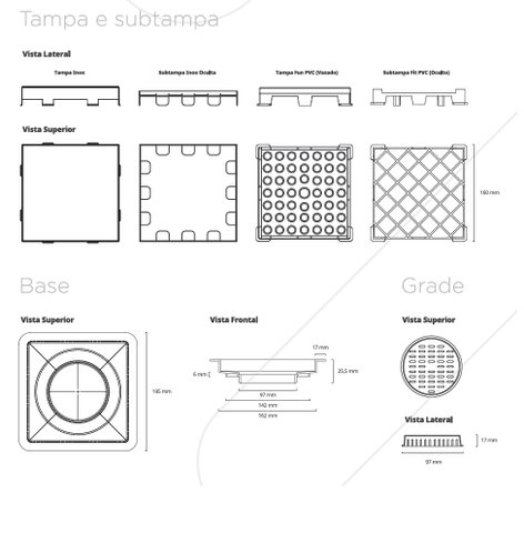 Ralo Linear Oculto 15 cm x 15 cm Square (209)