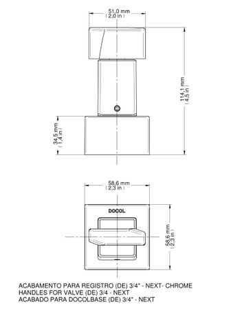 Acabamento para Registro de Gaveta e Pressão Base Deca ou Similares 1/2", 3/4" E 1" NEXT cromado DOCOL