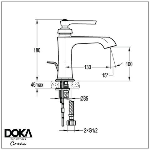 Monocomando para Lavatório Baixo Ever ORB Doka