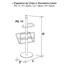 Papeleira de Chão com Porta Revista Clean Cromado