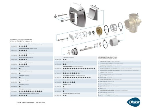 kit Fixador para Válvula de Descarga Docol 1 1/4" e 1 1/2" - 100524 BLUKIT