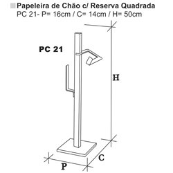 Papeleira de Chão com Reserva Quadrada Cromada