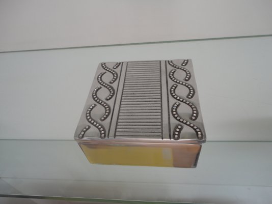 Caixa Porta Objetos Bali M 11,5 x 11,5 x 6,0 Aluminio/Strass