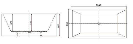 Banheira de Imersão GAMBOA 150x80x60 Glossy White IM1007GW IMMERSI