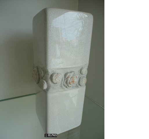 Vaso em cerâmica branca craquelê formato Tubo LADY 46442 CASA BONITA