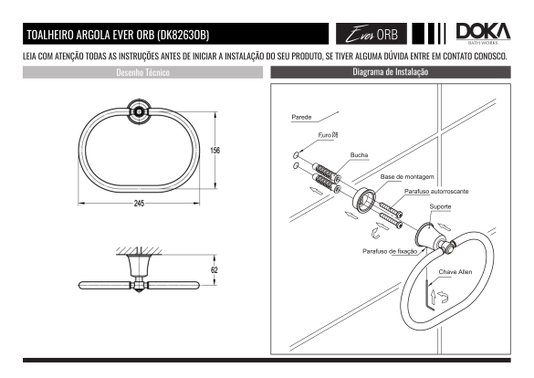Toalheiro Argola Ever DK8263OB Orb Doka