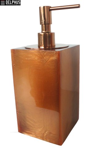 Saboneteira Liquida de Mesa (14,0x8,0x8,0)cm em Poliester Bronze com Dosador Red Gold