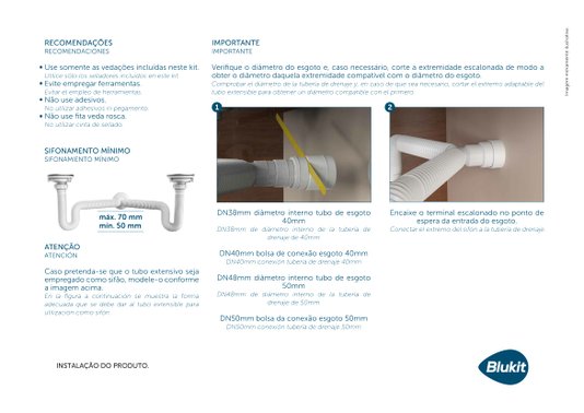 Sifão Duplo para Instalação de Triturador branco - 30204 BLUKIT