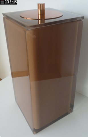 Lixeira Marrom Cristal / Tampa Red Gold 15x15x32 5,5 litros