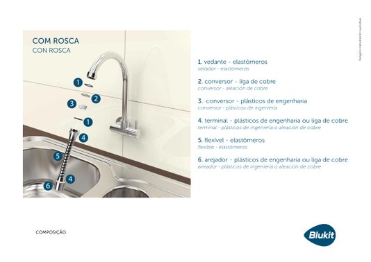 Extensor com Arejador 14cm para Torneiras com Roscas Padrão Deca (Antigo e Atual), Docol (Atual) e Fabrimar (Atual) - 110205 BLUKIT