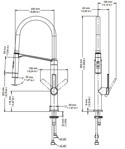 Misturador Monocomando para Cozinha Mesa Bica Alta DOC Preto e Cromado - 695757 Docol