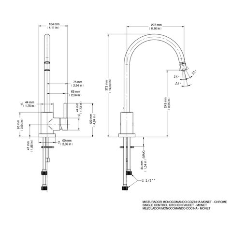 Misturador Monocomando Docol para Cozinha Monet 417506