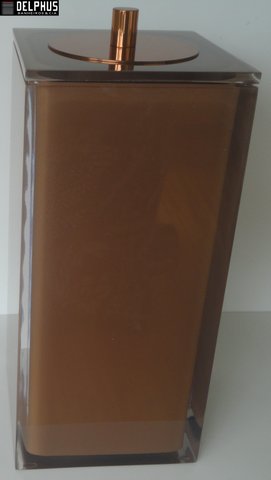 Lixeira Marrom Cristal / Tampa Red Gold 15x15x32 5,5 litros