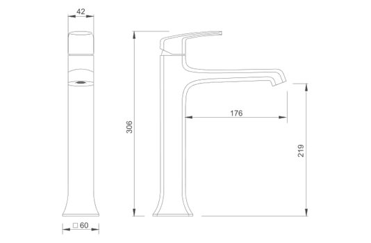 Misturador Monocomando para Lavatório Bica Alta PILLAR cromado - 8820 RUBINETTOS