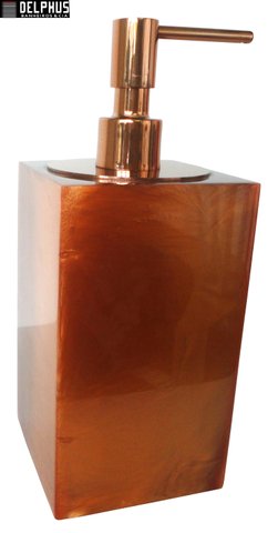 Saboneteira Liquida de Mesa (14,0x8,0x8,0)cm em Poliester Bronze com Dosador Red Gold