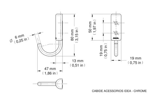 Cabide Docolidea Cromado 585906 DOCOL