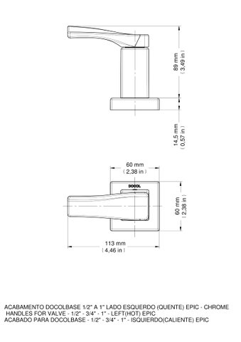 Acabamento Epic para Registro Lado Esquerdo 1/2", 3/4" E 1" 621806 DOCOL