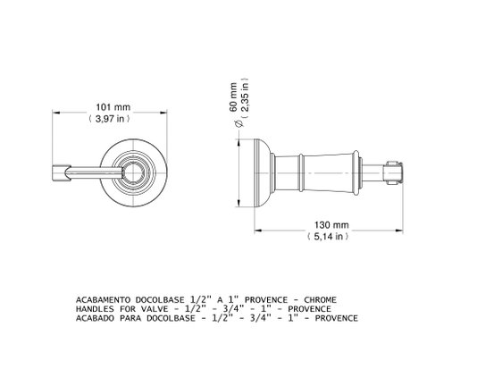 Acabamento para Registro DocolBase 1/2", 3/4" e 1" Provence 535306 Docol