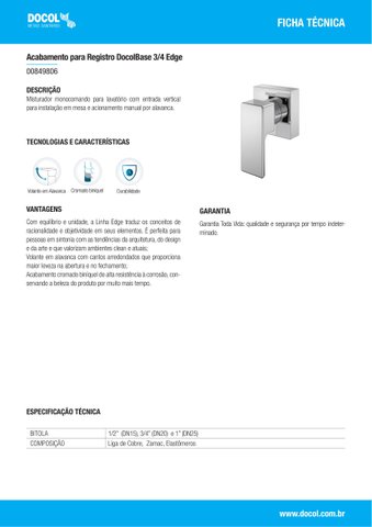 Acabamento para Registro Edge Grafite Escovado 849870 Docol
