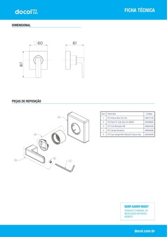 Acabamento Registro DocolBase 3/4" Stillo 823943 Ouro polido Docol