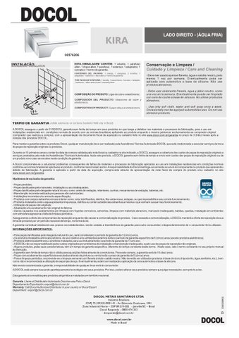 Acabamento Registro Kira Lado Direito até 1" 576206 Docol