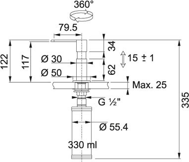 Dosador de sabão aço inox escovado quadrado (13320) Franke