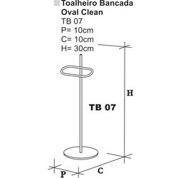 Toalheiro de Mesa/Bancada Cromado Oval - CLEAN TB 07 CONY