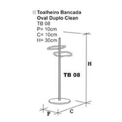 Toalheiro de Mesa/Bancada Cromado Oval - CLEAN DUPLO TB 08 CONY