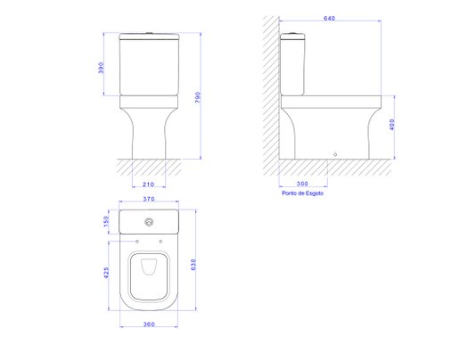Bacia para caixa acoplada piano P.330.17 Deca