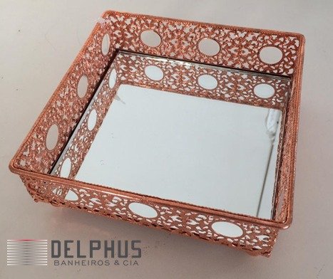 Bandeja Quadrada em Metal Cobre 12,5 X 12,5 X 5,0